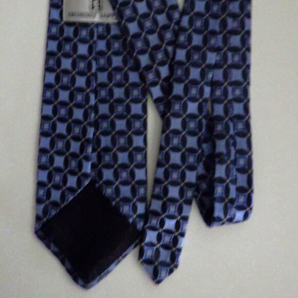 Giorgio Sappini Mens Necktie Blue Yellow Geometric Italy 100% Silk 4" X 56" - Picture 4 of 4